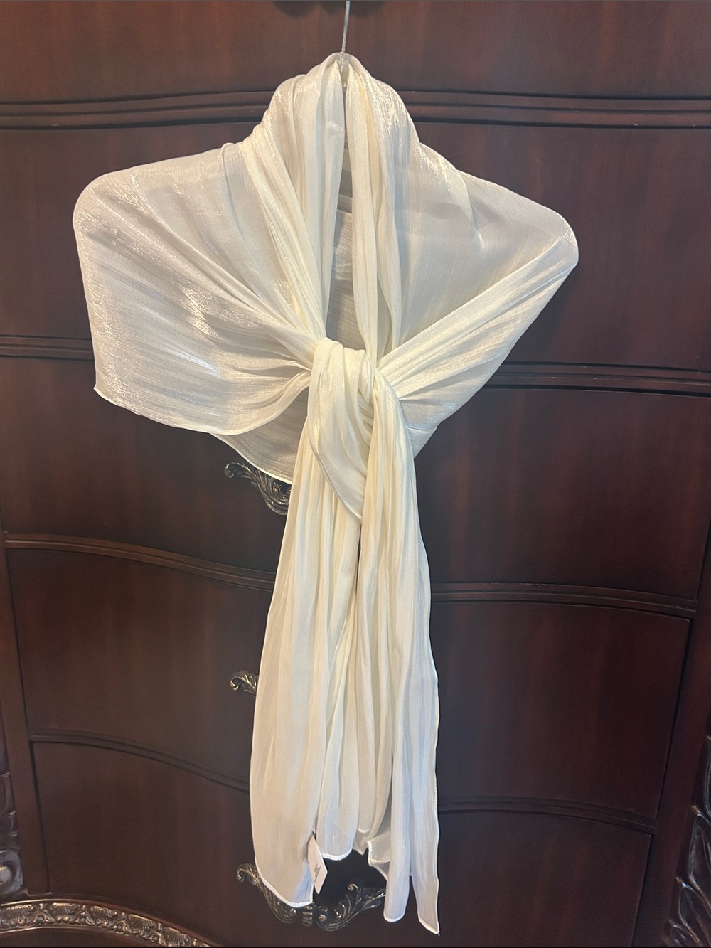 Steve Madden Sheer Ivory Draped Scarf Panel